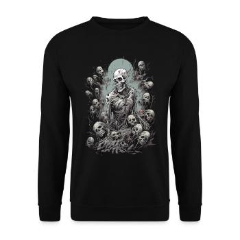 Creepy undead horde surrounds Halloween zombie - Unisex Sweatshirt - black - Front - Alina (178cm) & Michal (187cm)