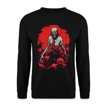 Unleash the Horror: Zombie in Halloween Horde - Unisex Sweatshirt - black - Front - Alina (178cm) & Michal (187cm)