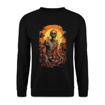 Untote Halloween-Nacht: Zombie vor Untoten-Horde - Unisex Pullover - Schwarz - Vorne - Alina (178cm) & Michal (187cm)