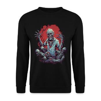 Halloween shocker zombie with his undead horde - Unisex Sweatshirt - black - Front - Alina (178cm) & Michal (187cm)