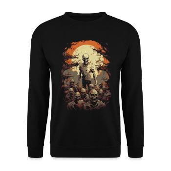 Zombie with creepy Halloween horde of the undead - Unisex Sweatshirt - black - Front - Alina (178cm) & Michal (187cm)