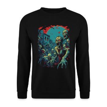 Scary Scenario Zombie Halloween Undead Horde - Unisex Sweatshirt - black - Front - Alina (178cm) & Michal (187cm)