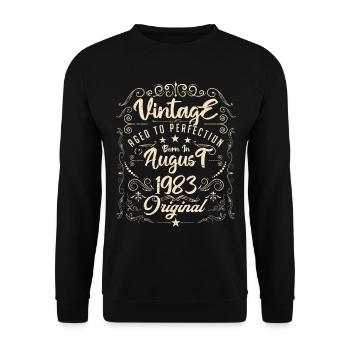Vintage born in August 1983. Anniversary August 1983 - Unisex Sweatshirt - black - Front - Alina (178cm) & Michal (187cm)