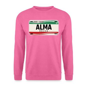 Alma Personalisierte mexikanische Fahrzeugkennzeichen mit Namen - Unisex Pullover - Pink - Vorne