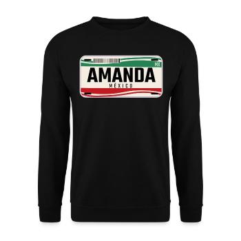 Amanda Plaques de véhicule mexicaines personnalisées w nom - Sweat-shirt Unisexe - noir - Devant - Alina (178cm) & Michal (187cm)