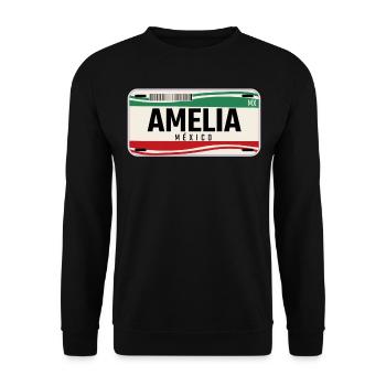 Amelia Plaques de véhicule mexicaines personnalisées w nom - Sweat-shirt Unisexe - noir - Devant - Alina (178cm) & Michal (187cm)