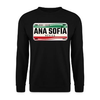 Ana Sofia Plaques de véhicule mexicaines personnalisées w - Sweat-shirt Unisexe - noir - Devant - Alina (178cm) & Michal (187cm)