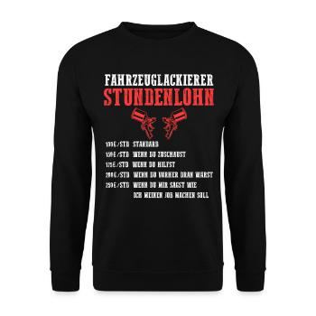 Lackierer Autolackierer Stundenlohn Fahrzeuglackie - Unisex Pullover - Schwarz - Vorne - Alina (178cm) & Michal (187cm)