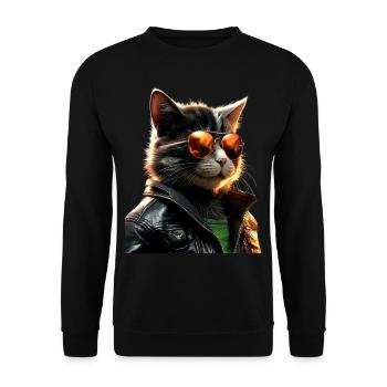 Chat avec lunettes de soleil Chat Maman Chat Maman Maman Chats - Sweat-shirt Unisexe - noir - Devant - Alina (178cm) & Michal (187cm)