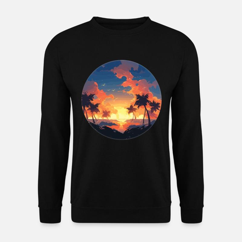 Palmen Sonnenuntergang - Unisex Pullover - Schwarz