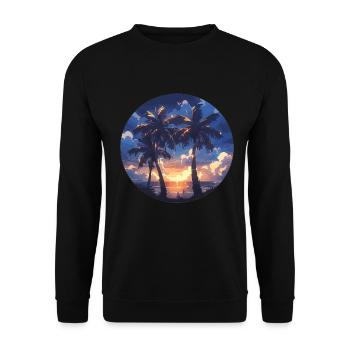 Palme Palmen Palme Sonnenuntergang Palmenstrand - Unisex Pullover - Schwarz - Vorne - Alina (178cm) & Michal (187cm)