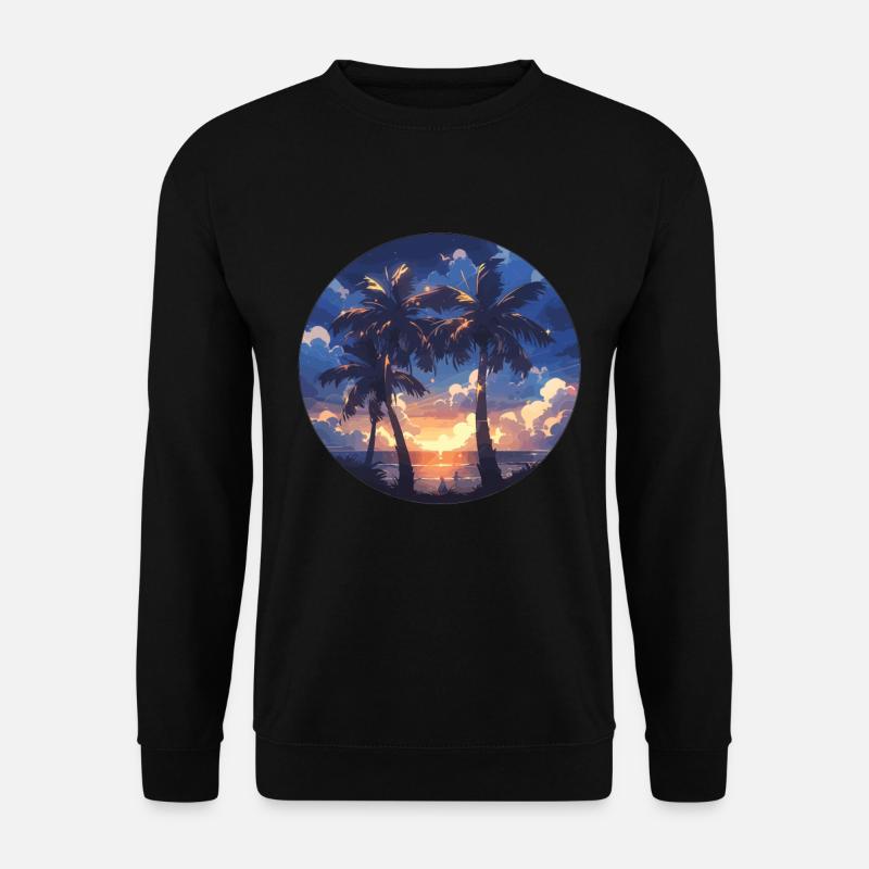 Palme Palmen Palme Sonnenuntergang Palmenstrand - Unisex Pullover - Schwarz