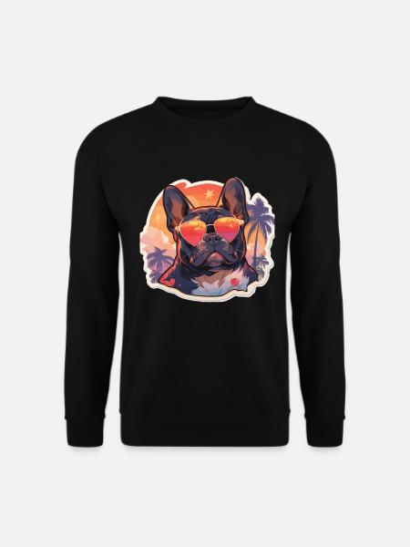 Französiche Bulldogge Palmen Strand Urlaub - Unisex Pullover - Schwarz