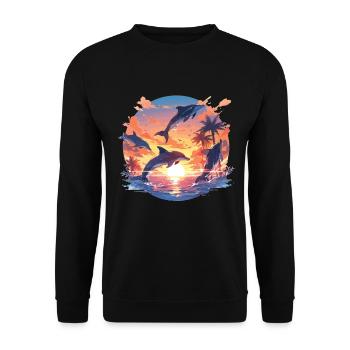 Dolphins Define Sunset Dolphin Swimming - Unisex Sweatshirt - black - Front - Alina (178cm) & Michal (187cm)
