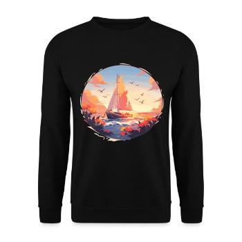 Voilier Voilier Coucher de soleil Voile - Sweat-shirt Unisexe - noir - Devant - Alina (178cm) & Michal (187cm)
