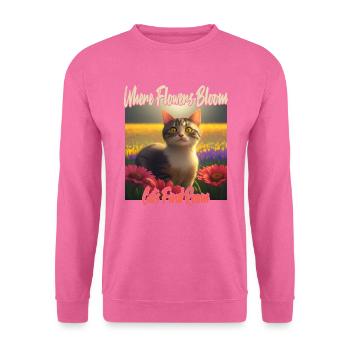 Chat dans la mer de fleurs - Sweat-shirt Unisexe - rose - Devant