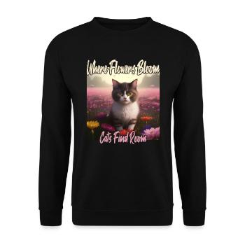 Chat dans la mer de fleurs - Sweat-shirt Unisexe - noir - Devant - Alina (178cm) & Michal (187cm)