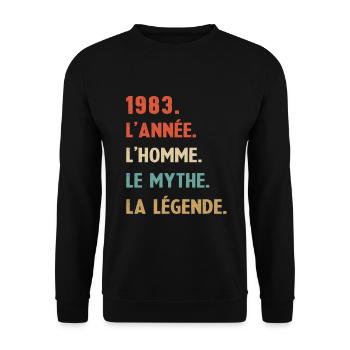 1983 Anniversaire Né en 1983 Homme Mythe Légende - Sweat-shirt Unisexe - noir - Devant - Alina (178cm) & Michal (187cm)
