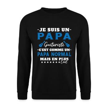 Papa guitariste comme un papa normal plus cool - Sweat-shirt Unisexe - noir - Devant - Alina (178cm) & Michal (187cm)
