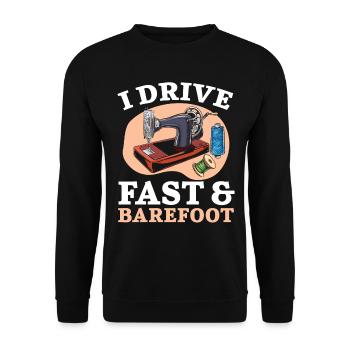 I drive fast and barefoot crochet sewing - Unisex Sweatshirt - black - Front - Alina (178cm) & Michal (187cm)