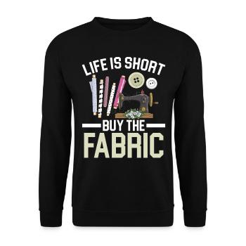 La vie est courte Acheter le tissu Couture au crochet - Sweat-shirt Unisexe - noir - Devant - Alina (178cm) & Michal (187cm)