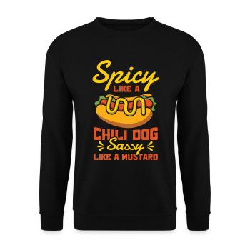 Chili Dog Hot dog Sausage Fastfood - Unisex Sweatshirt - black - Front - Alina (178cm) & Michal (187cm)