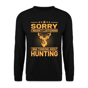 Jagen Jäger Hirsch Jagen Jagen Sprüche - Unisex Pullover - Schwarz - Vorne - Alina (178cm) & Michal (187cm)
