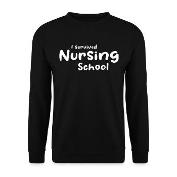 Nurse - I Survived Nursing School - Unisex Pullover - Schwarz - Vorne - Alina (178cm) & Michal (187cm)