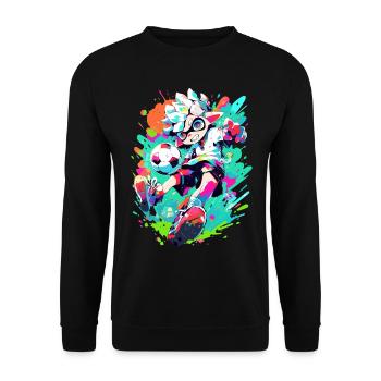 Funky footballer in cool street art gaming look - Unisex Sweatshirt - black - Front - Alina (178cm) & Michal (187cm)