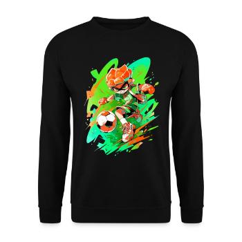 Unique cartoon footballer in gaming style - Unisex Sweatshirt - black - Front - Alina (178cm) & Michal (187cm)