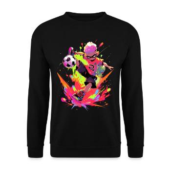 Cool Cartoon Footballer - Street Art Gaming Design - Unisex Sweatshirt - black - Front - Alina (178cm) & Michal (187cm)