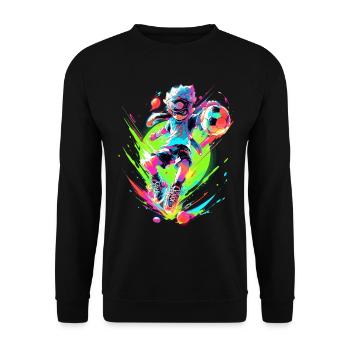 Funky cartoon footballer in street art gaming flair - Unisex Sweatshirt - black - Front - Alina (178cm) & Michal (187cm)