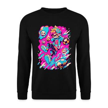 Intrigant joueur de football de jeu de street art - Sweat-shirt Unisexe - noir - Devant - Alina (178cm) & Michal (187cm)