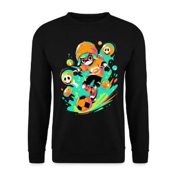 Street Art Gaming Adventure: Cartoon Soccer Player - Unisex Sweatshirt - black - Front - Alina (178cm) & Michal (187cm)