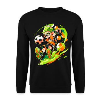 Cool cartoon footballer in street art gaming style - Unisex Sweatshirt - black - Front - Alina (178cm) & Michal (187cm)