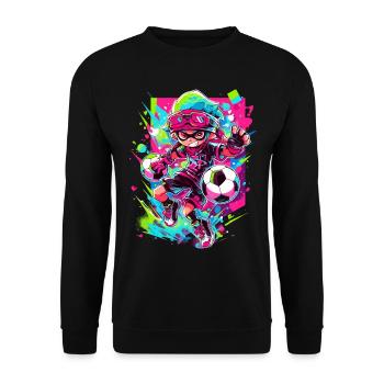 Street art gaming meets cartoon footballers - Unisex Sweatshirt - black - Front - Alina (178cm) & Michal (187cm)