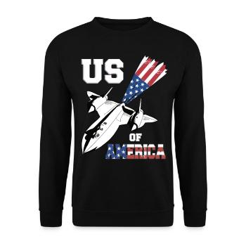 Vierter Kampfjet USA-Flagge - Unisex Pullover - Schwarz - Vorne - Alina (178cm) & Michal (187cm)