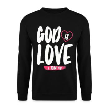 Gott Ist Liebe Christlicher Bibelvers Glaube - Unisex Pullover - Schwarz - Vorne - Alina (178cm) & Michal (187cm)