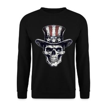 Oncle SamTotenkopf zum 4.Juli - Sweat-shirt Unisexe - noir - Devant - Alina (178cm) & Michal (187cm)
