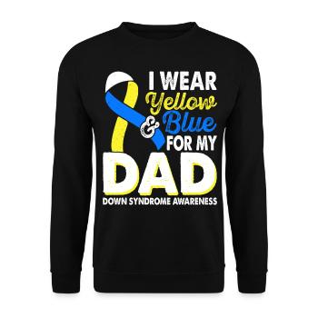 Wear Yellow Blue for Dad Down Syndrome - Unisex Sweatshirt - black - Front - Alina (178cm) & Michal (187cm)