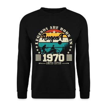 Aout 1970. Cadeau d'anniversaire août 1970. August - Sweat-shirt Unisexe - noir - Devant - Alina (178cm) & Michal (187cm)
