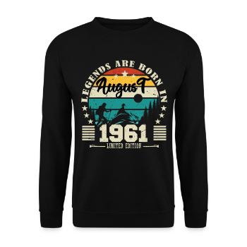 August 1961. Birthday gift August 1961. August - Unisex Sweatshirt - black - Front - Alina (178cm) & Michal (187cm)