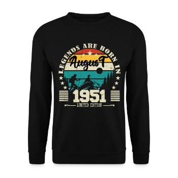 August 1951. Birthday gift August 1951. August - Unisex Sweatshirt - black - Front - Alina (178cm) & Michal (187cm)