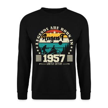 August 1957. Birthday gift August 1957. August - Unisex Sweatshirt - black - Front - Alina (178cm) & Michal (187cm)