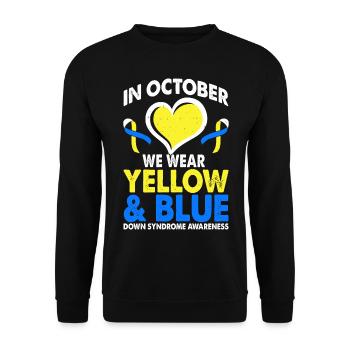 In October we wear the yellow and blue - Unisex Sweatshirt - black - Front - Alina (178cm) & Michal (187cm)