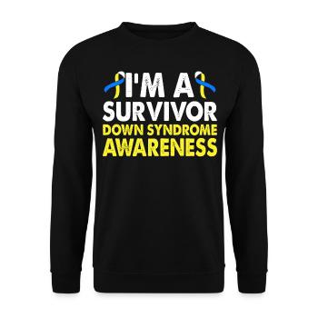 Survivor Down Syndrome Awareness Month Gelb-blaues - Unisex Sweatshirt - black - Front - Alina (178cm) & Michal (187cm)