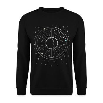 Lune - Étoiles - Planètes - Ciel étoilé - Galaxie - Sweat-shirt Unisexe - noir - Devant - Alina (178cm) & Michal (187cm)