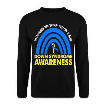 In October we wear the yellow and blue - Unisex Sweatshirt - black - Front - Alina (178cm) & Michal (187cm)