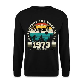 August 1973. Birthday gift August 1973. August - Unisex Sweatshirt - black - Front - Alina (178cm) & Michal (187cm)