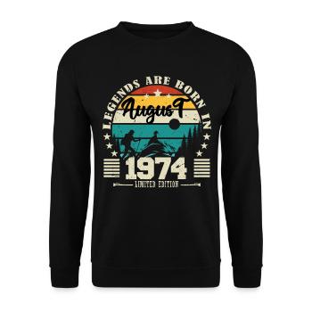 August 1974. Birthday gift August 1974. August - Unisex Sweatshirt - black - Front - Alina (178cm) & Michal (187cm)